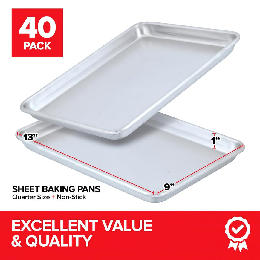 Aluminum Sheet Pans - Quarter Sheet (40 Pack)