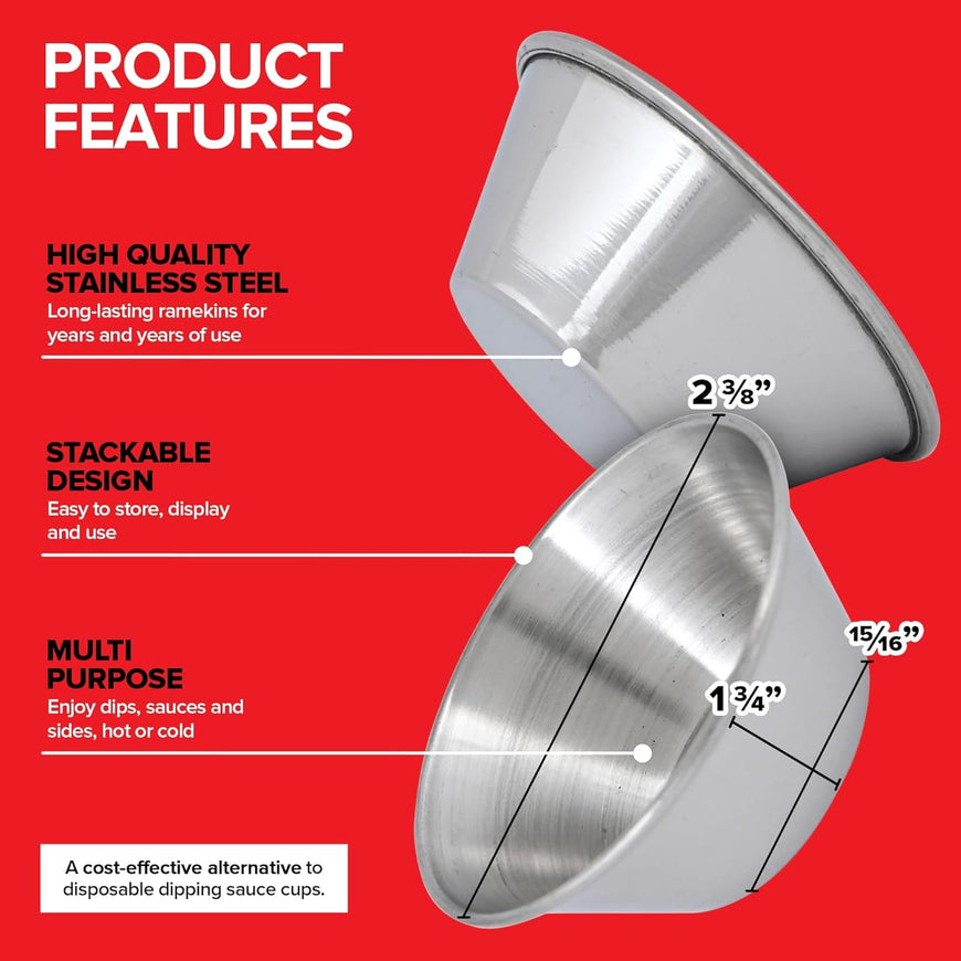 1.5oz Smooth Stainless Steel Round Sauce Cup (960 Pack)