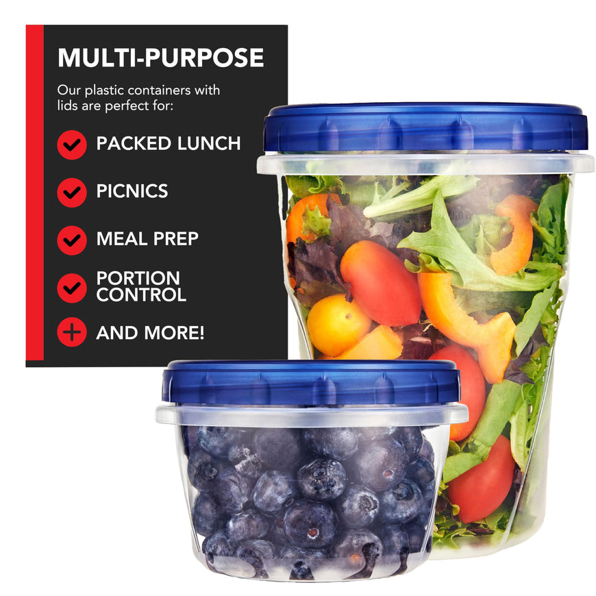 Twist Top Containers - 6x32oz 10x16oz (64 Count Combo Pack)