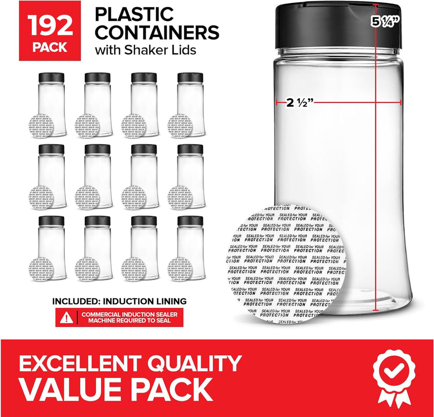 Plastic Spice Jars - 9.5oz (192 Pack)
