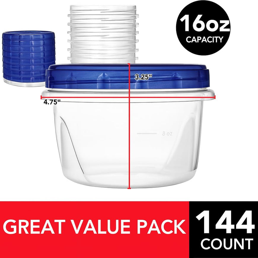 Twist Top Containers - 16oz (144 Pack)