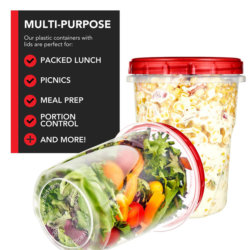 Twist Top Containers - Red - 32oz (72 Pack)