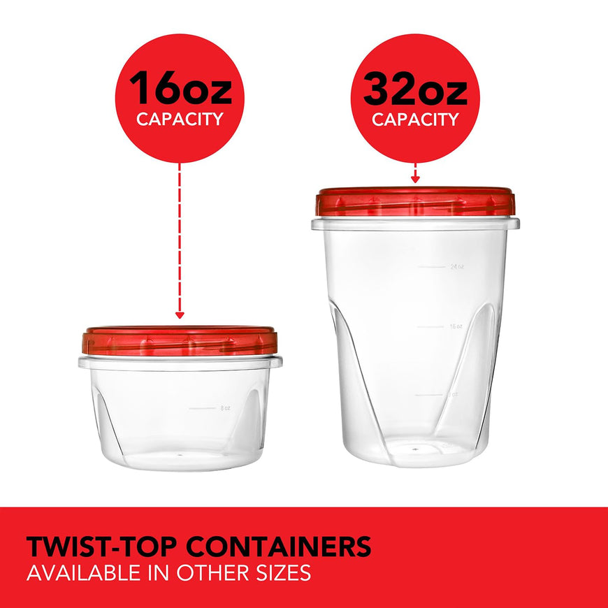 Twist Top Containers - Red - 32oz (72 Pack)