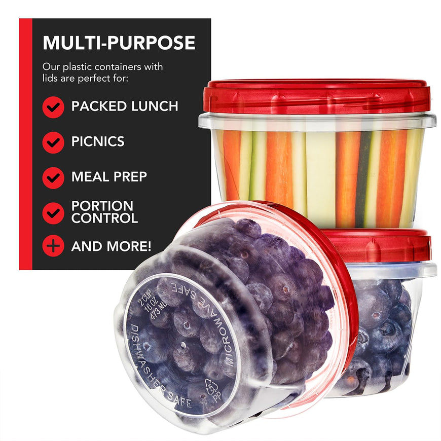 Twist Top Containers - Red - 16oz (120 Pack)