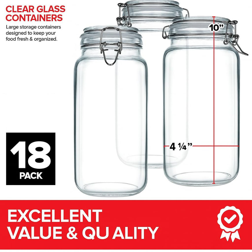 78oz Airtight Glass Jars (18 Pack)