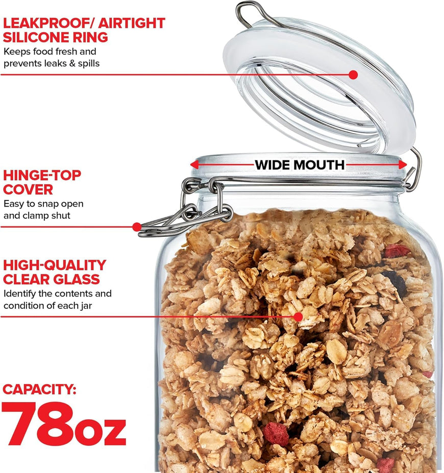 78oz Airtight Glass Jars (18 Pack)