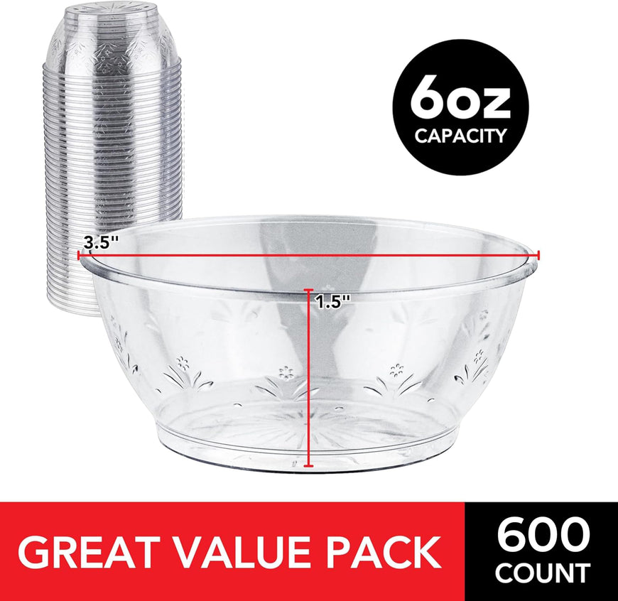 6 Oz Clear Plastic Bowl (600 Pack)
