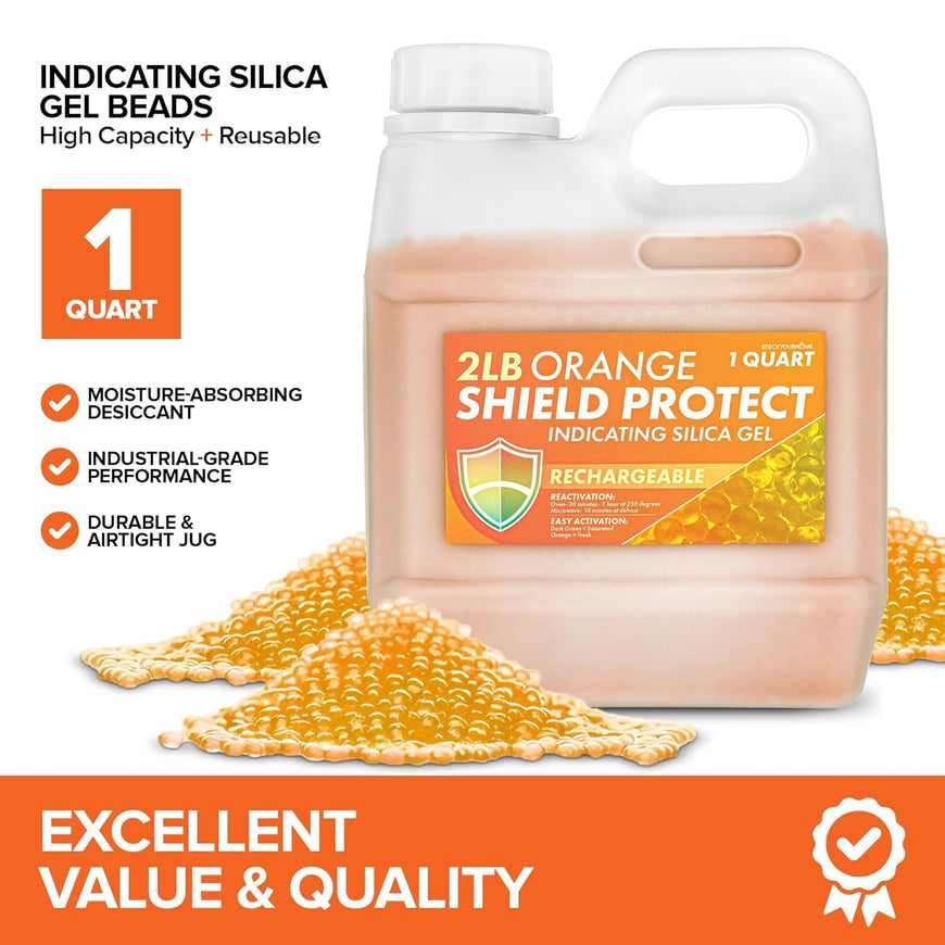Indicating Silica Gel 2lb 3-5mm Beads (Orange) 10 Pack