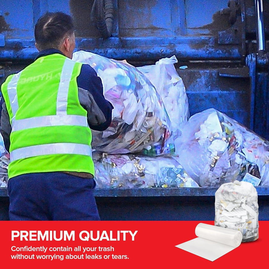 Clear Trash Bags - 55-60 Gallon (300 Bags)