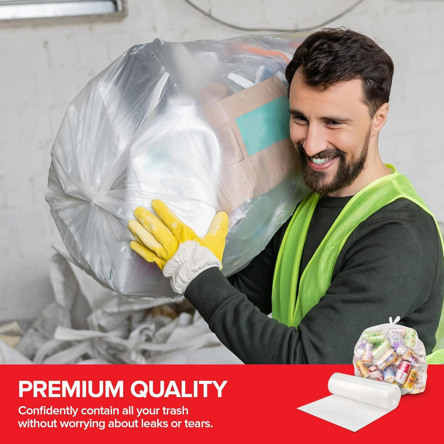 Clear Trash Bags - 30-33 Gallon (500 Bags)