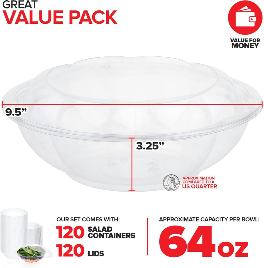 Plastic Salad container - 64 oz - 120 Pack