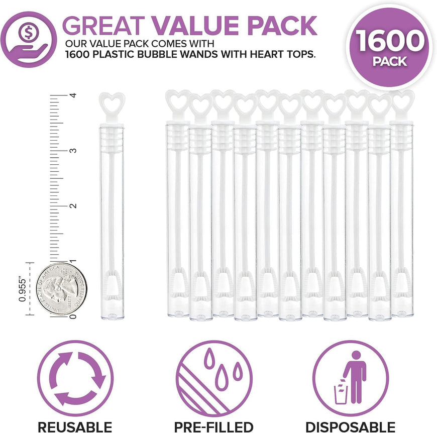 Plastic Bubble Wand Favors - Heart Top (1600 Pack)