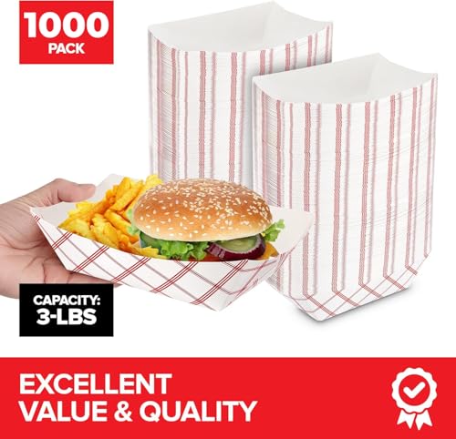 Paper Trays - Red Checked - 3 lbs - 1000 Pack