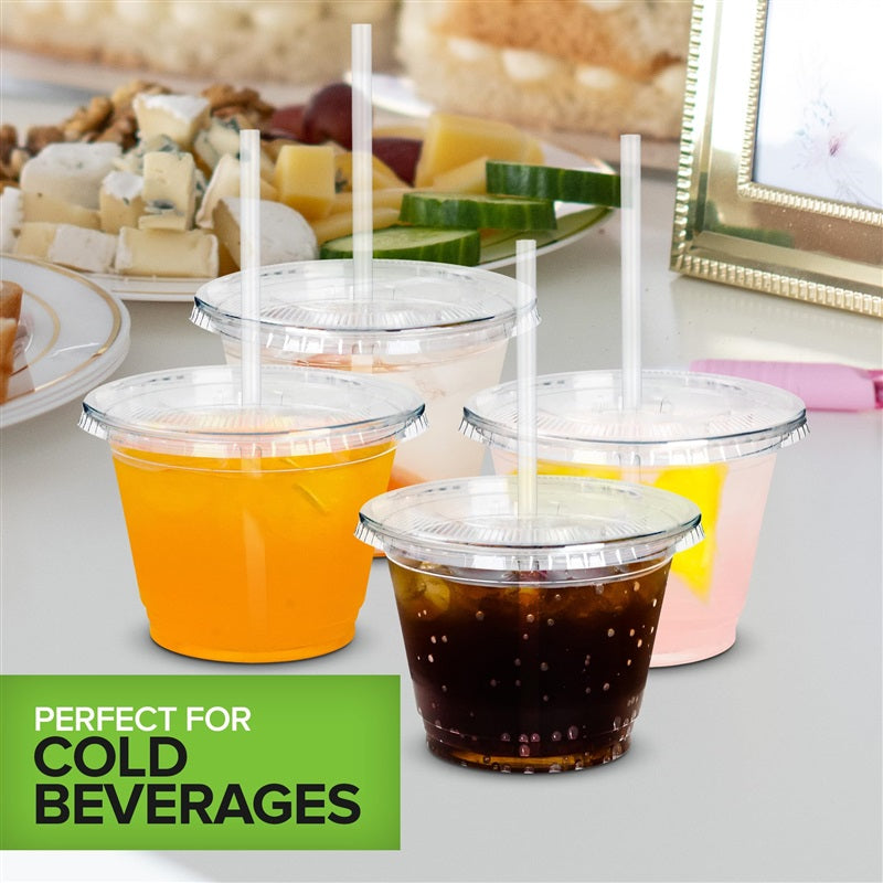 Stock Your Home 9 oz Clear Cold Cups with Lids and Straws Set of 400 Plastic Cups