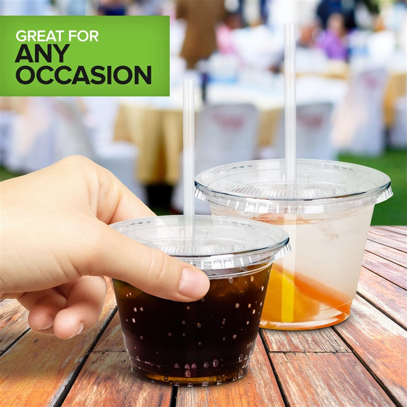 Stock Your Home 9 oz Clear Cold Cups with Lids and Straws Set of 400 Plastic Cups
