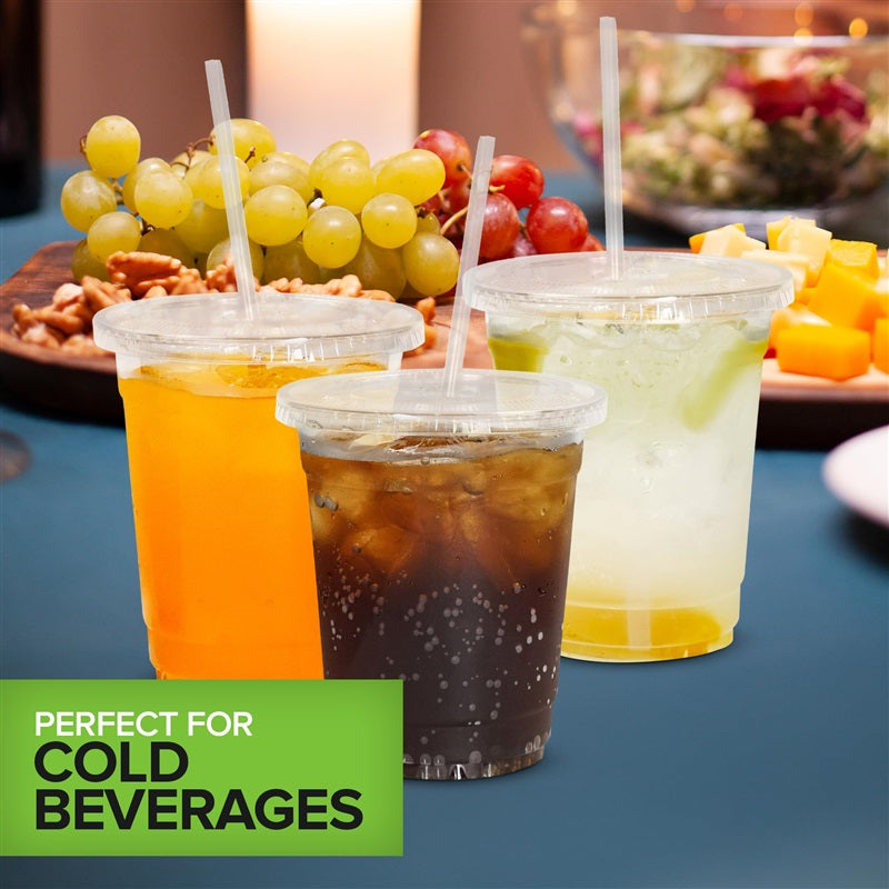 Stock Your Home 12 oz Clear Cold Cups with Lids and Straws Set of 400 Plastic Cups