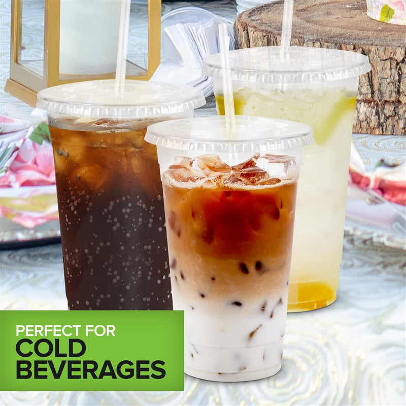 Stock Your Home 20 oz Clear Cold Cups with Lids and Straws Set of 400 Plastic Cups