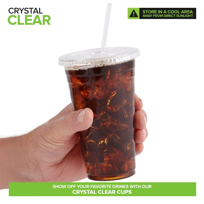 Stock Your Home 24 oz Clear Cold Cups with Lids and Straws Set of 400 Plastic Cups