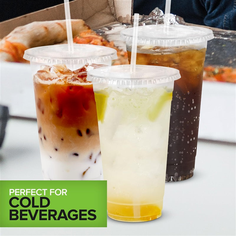Stock Your Home 24 oz Clear Cold Cups with Lids and Straws Set of 400 Plastic Cups