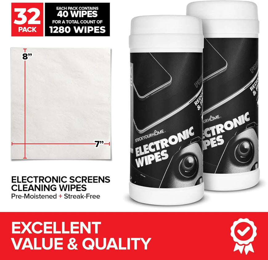 Electronic Wipes - 40 Wipes (32 Pack)