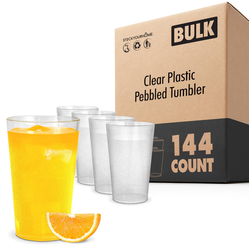 Clear Plastic Pebbled Tumbler (144 Pack)