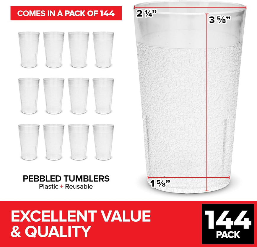 Clear Plastic Pebbled Tumbler (144 Pack)