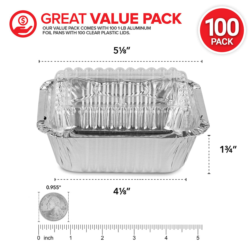 1lb Oblong Pan - Plastic Lid (100 Pack)