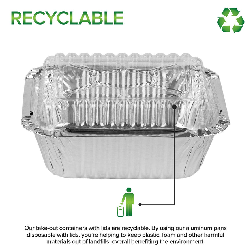 1lb Oblong Pan - Plastic Lid (100 Pack)