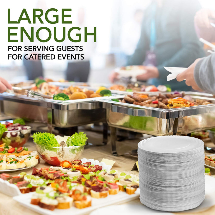 Uncoated 9 inch Paper Plates - 100 Pack