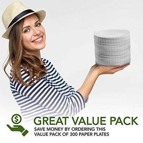 Stock Your Home 9-Inch Paper Plates Uncoated, Everyday Disposable Plates 9
