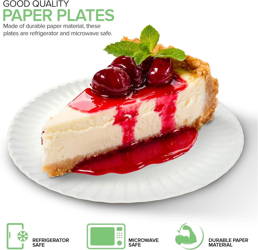 Uncoated 6 inch Paper Plates - 1000 Pack