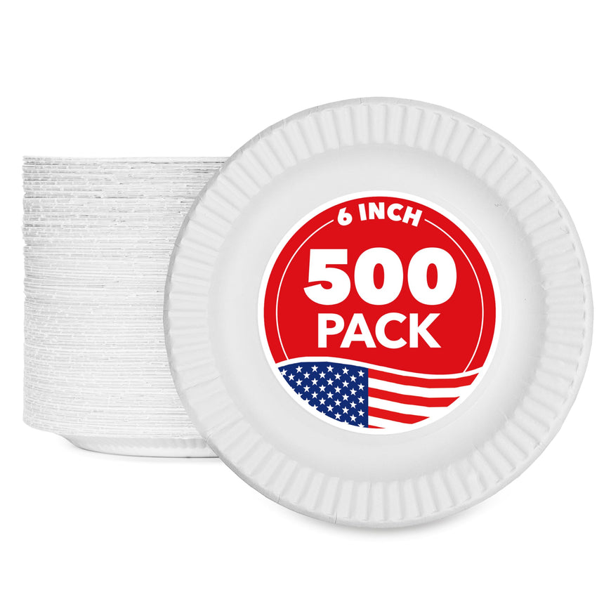 Stock Your Home 6-Inch Paper Plates Uncoated, Everyday Disposable Dessert Plates 6