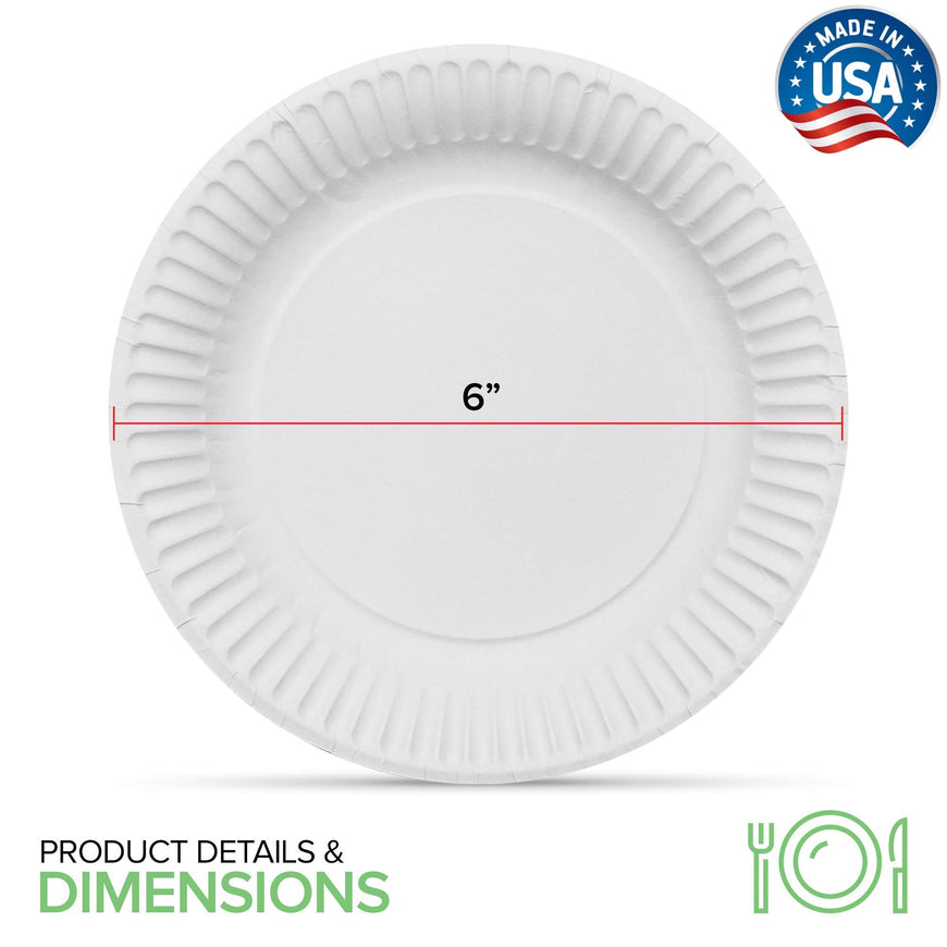 Stock Your Home 6-Inch Paper Plates Uncoated, Everyday Disposable Dessert Plates 6