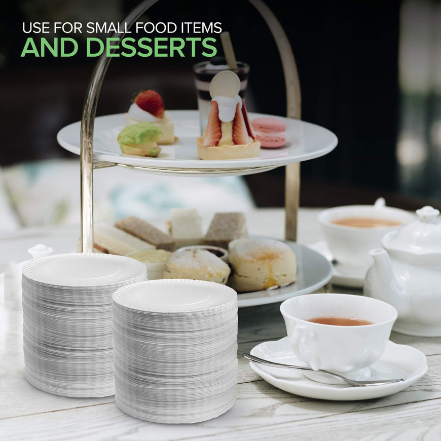 Stock Your Home 6-Inch Paper Plates Uncoated, Everyday Disposable Dessert Plates 6