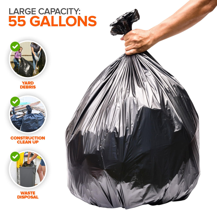 Stock Your Home 55 Gallon 2 Mil Contractor Trash Bag - 30 Pack