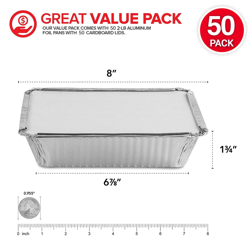 2 lb Oblong Pan - Carboard lid - 50 Pack