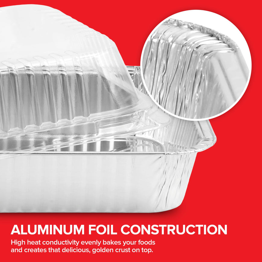 8x8 square foil pan with plastic lids - 50 Pack
