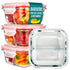 Stock Your Home Glass Portion Control Bariatric Containers (3 Pack), 1 Cup Food Containers with Two 4 oz Compartments, 4oz Food Storage Containers for meal prep, Glass Portion Containers with Lids