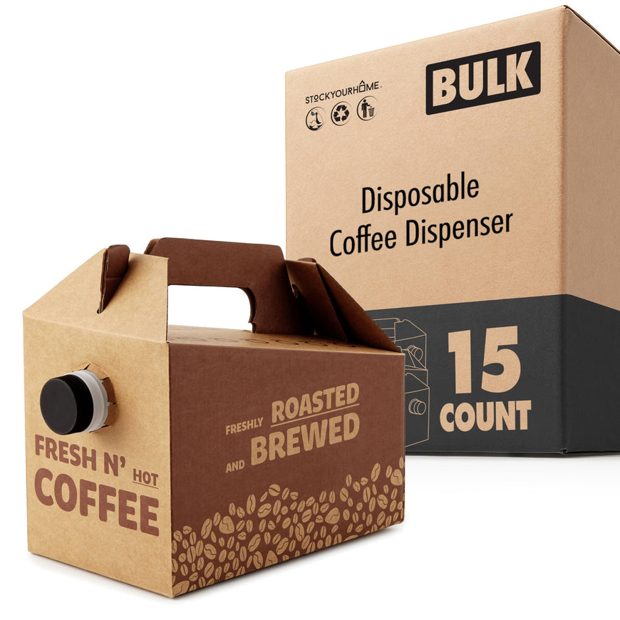 Stock Your Home 96 oz Disposable Coffee Box Dispensers (15 Pack) – Insulated Beverage Server with Handle, Cardboard Coffee Carrier for Hot or Cold Drinks, To Go Boxes for Takeout & Events