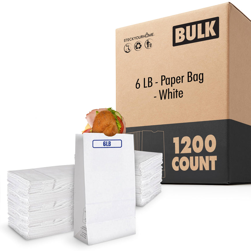 Stock Your Home 6 lb Lunch Bags 1200 Count, Eco Friendly Small Bags for Packing Lunch and Snacks, Blank for Arts and Crafts