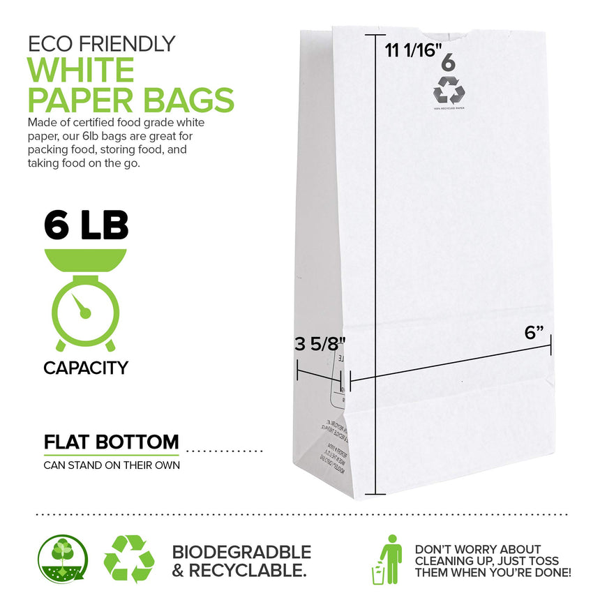Stock Your Home 6 lb Lunch Bags 1200 Count, Eco Friendly Small Bags for Packing Lunch and Snacks, Blank for Arts and Crafts