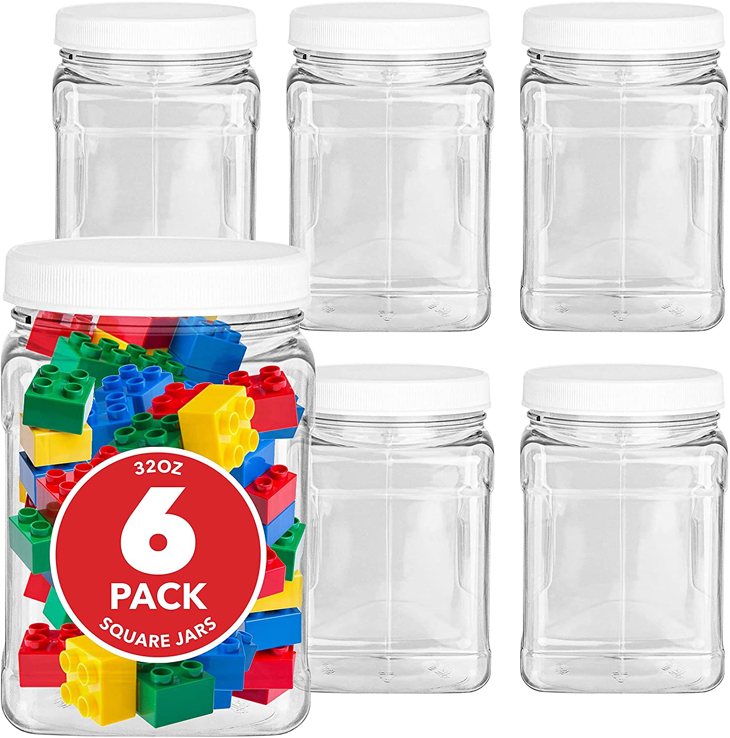 3 Pack Plastic Candy Jar with Lids, 98 Oz Clear Cookie Jar for