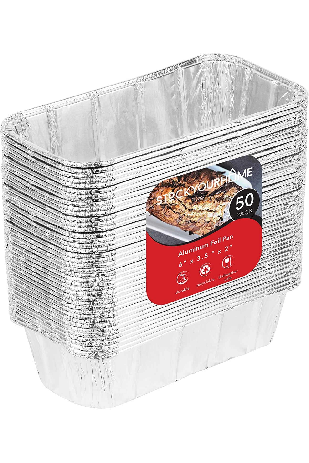 Aluminum Pans Mini Loaf Pans (50 Pack) 1 Lb Aluminum Foil Tin Pans, Sm –  Stock Your Home