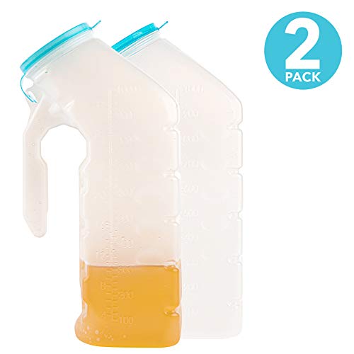 Male Urinal with Glow in The Dark Lid (2 Bottles, 32 Oz Each)