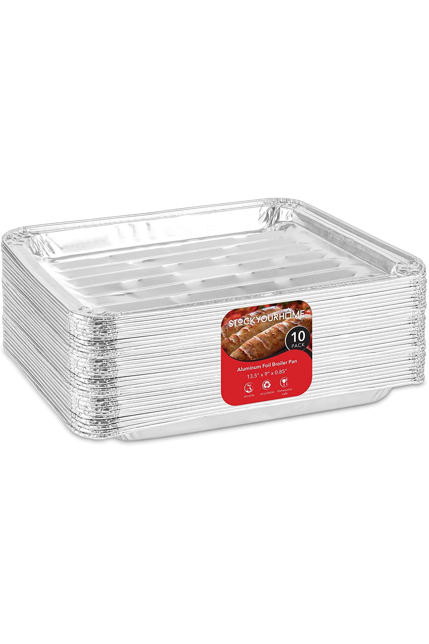 Disposable Square 8x8 Aluminum Foil Storage Pans with Lids (10 Count) by Stock Your Home, Size: 10 Count w/ Lids, Silver