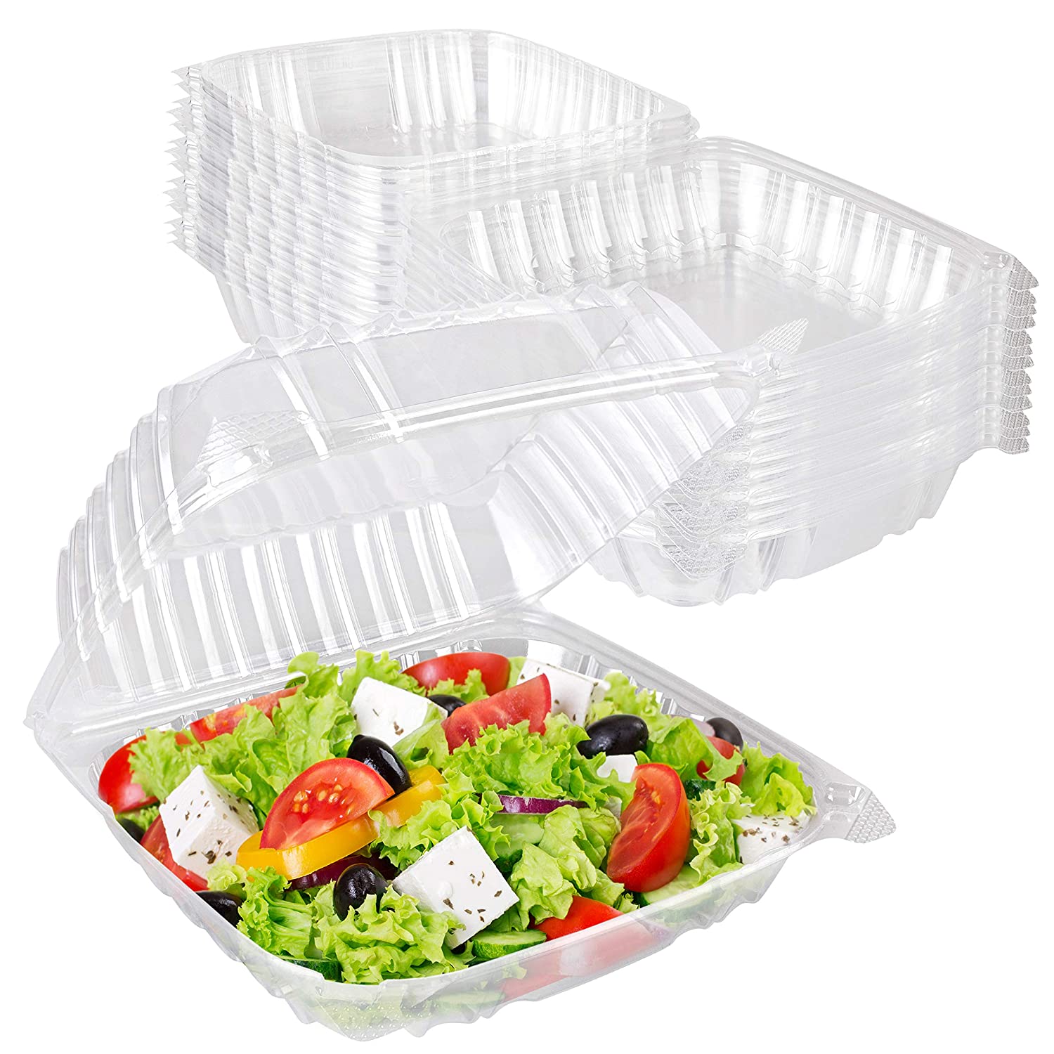 Stock Your Home Plastic 8 x 8 Inch Clamshell Takeout Tray (25 Count) 