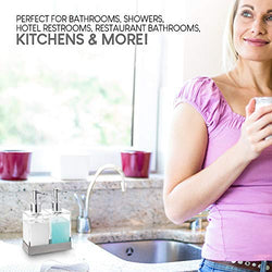 Modern Innovations Acrylic Twin Liquid Soap and Lotion Dispenser Set with Caddy - Double Soap Dispenser for Kitchen Sink - Clear Soap Dispenser for Bathroom, Shampoo, Conditioner, Body Wash