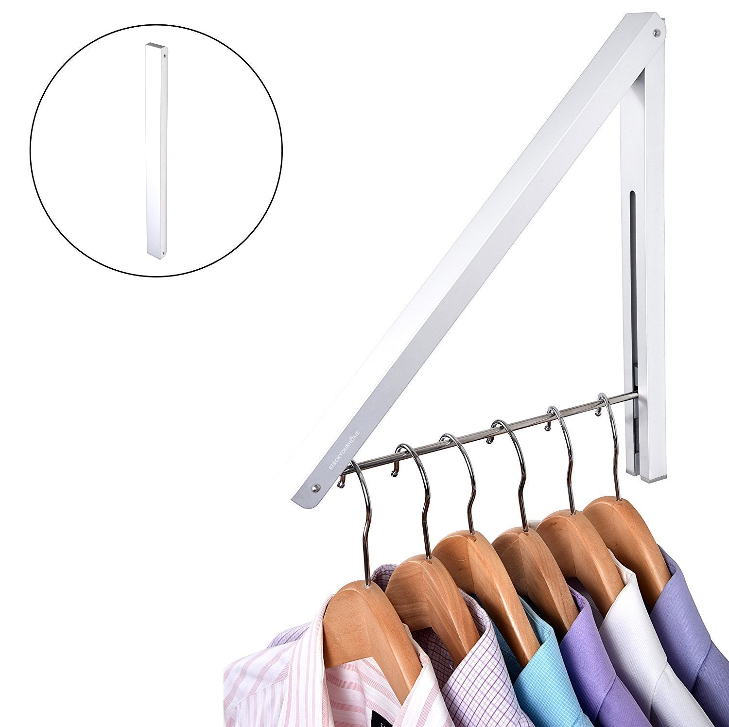 Stock Your Home Folding Clothes Hanger Wall Mounted Retractable Clothe