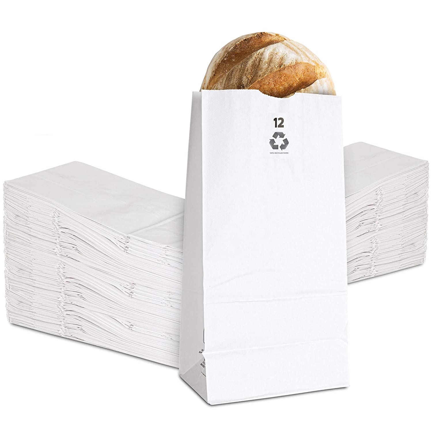 Stock Your Home 12 Lb White Paper Bags (100 Count) - Eco Friendly Whit