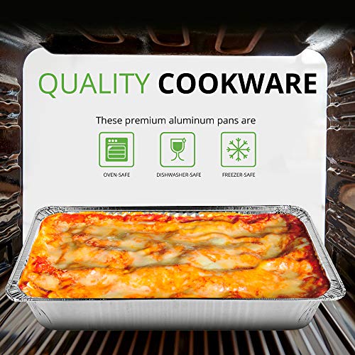 EcoQuality [5 Pack] Heavy Duty Full Size Deep Aluminum Pans Foil Roasting & Steam Table Pan 21x13 inch Deep Chafing Trays for Catering - Disposable Large Pans